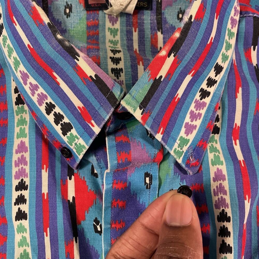 Ruddock Bros Shirt Multicolor Men L Western Aztec Button Up Vintage USA - Picture 6 of 10